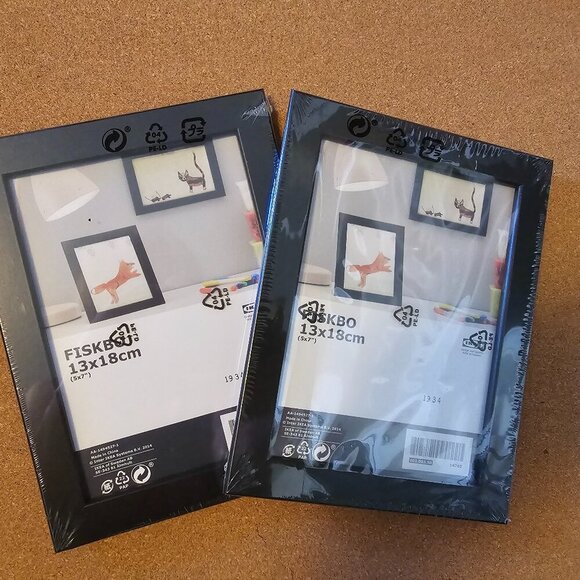 NEW IKEA FISKBO 5x7 Black Photo Picture Frame 2 Pack Sealed - Picture 1 of 3